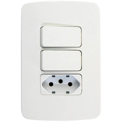 Conjunto B3 2 Interruptores Simples + Tomada 2P+T 20A Branco 19440 - Margirius