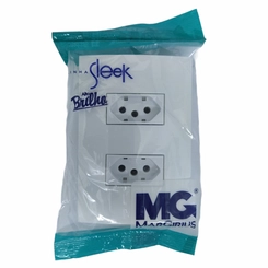 Conjunto Sleek 2 Tomadas 2P+T 10A Separadas Branco 16002 - Margirius