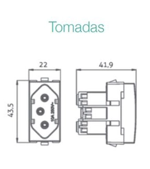 Módulo Sleek Ebony Tomada 2P+T 10A 15916 - Margirius