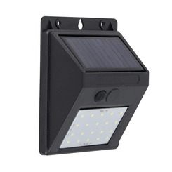 Luminária LED Arandela Solar ABS Preto 4W 6500K C/ Sensor