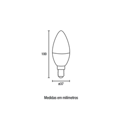 Lâmpada LED Vela Fosca 3W 3000K E14 Biv 05031013 - Blumenau