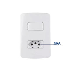 Conjunto B3 Interruptor Paralelo + Tomada 2P+T 20A Branco 19465 - Margirius