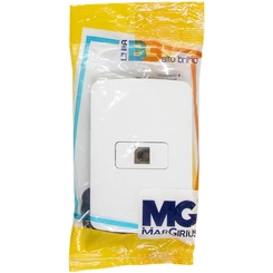 Conjunto B3 Tomada Telefone RJ11 4 Fios Branco 19479 - Margirius