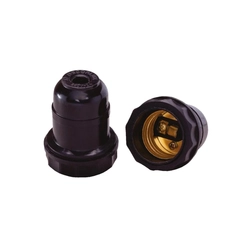 Soquete Para Lustre Abajur Preto Com Rosca Mt-2195