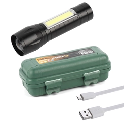 Lanterna Recarregável de Emergência USB Alumínio 2,6x9,3cm