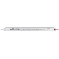 Drive para Painel LED 12V 36W Bivolt Slim para Fita 3A IP20