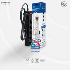 Filtro de Linha com Protetor de Surto 5 Tomadas Preto 10872 - Clamper
