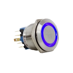 Botão Antivandalismo Pulsador Iluminado Azul 22 mm 24VCC AV22IC-7BL - Metaltex