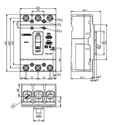 Disjuntor Trifásico Caixa Moldada Fixo 250A 12kA 380V DSJN3-B 05123.2250.31 - Soprano