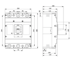 Disjuntor Trifásico Caixa Moldada Fixo 800A 60kA 380V DL800-X 05109.5800.31 - Soprano