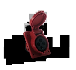 Tomada Industrial Embutir 3P+T 16A 380V 6h Vermelho IP44 05168.4046.44 - Soprano