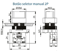 Botão Seletor Manopla 2 Posições Fixas 1NA 05141.0708.10 - Soprano