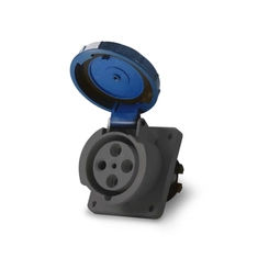 Tomada Industrial Embutir 3P+T+N 63A 220V 9h Azul IP67 05168.4549.67 - Soprano