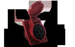 Tomada Industrial Embutir 2P+T 32A 380V 9h Vermelho IP44 05168.3249.44 - Soprano