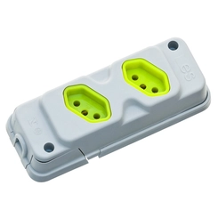Tomada Múltipla Universal Dupla 2P+T 20A Cinza 28300200777 - Fiolux