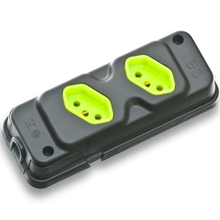 Tomada Múltipla Universal Dupla 2P+T 20A Preta 28300200117 - Fiolux