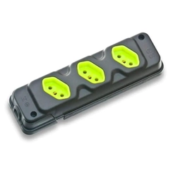 Tomada Múltipla Universal Tripla 2P+T 20A Preta 28300300117 - Fiolux