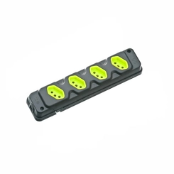 Tomada Múltipla Universal Quádrupla 2P+T 20A Preta 28300400117 - Fiolux