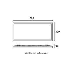 Painel LED Embutir Retangular Branco 30W 6500K Bivolt 80576004 - Blumenau