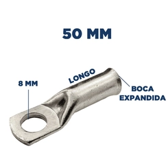 Terminal a Compressão 50mm 1 Furo 8mm Longo Boca Expandida 13290 - Intelli