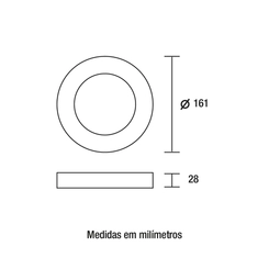 Painel LED Sobrepor Redondo Branco 12W 3000K BFP Bivolt - Blumenau
