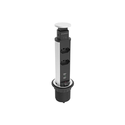 Torre Multiplug Decor 2 Tomadas 2P+T 16A 2 USB 2,4A Prata 06910.0201.26 - Soprano