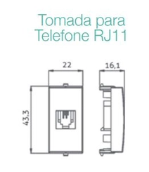 Módulo Sleek Tomada Telefone RJ11 4 Fios Branco 16046 - Margirius