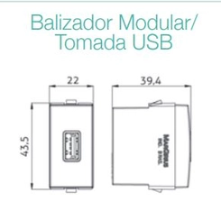 Módulo Sleek Tomada Carregador USB 1A Bivolt Branco 16066 - Margirius