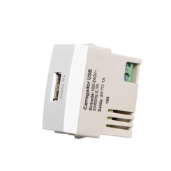 Módulo Sleek Tomada Carregador USB 1A Bivolt Branco 16066 - Margirius