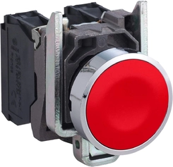 Botão 22mm Metálico A Impulso 1NA/1NF Vermelho XB4BA45 - Schneider Electric