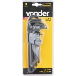 Jogo Chave Allen 1,5-10mm 9un CRV - Vonder