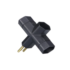 Plugue Tê 2P 10A Preto PA013067 - Margirius