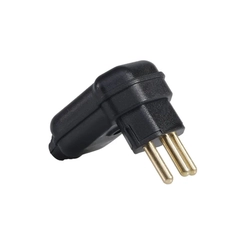 Plugue Macho Prensa Cabo 90° 2P+T 10A Preto 17716 - Margirius