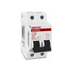 Disjuntor DIN Bipolar Curva C 32A 10kA 800VCC 12907 - Sibratec