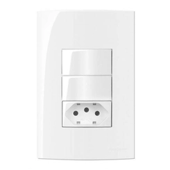 Conjunto Sleek 2 Interruptores Simples + Tomada 2P+T 10A Branco 15993 - Margirius