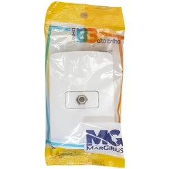 Conjunto B3 Tomada 2x4 Antena TV Coaxial Branco 19480 - Margirius