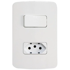 Conjunto B3 Interruptor Simples + Tomada 2P+T 10A Branco 19473 - Margirius