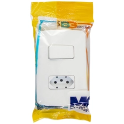 Conjunto B3 Interruptor Simples + Tomada 2P+T 10A Branco 19473 - Margirius