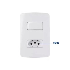 Conjunto B3 Interruptor Paralelo + Tomada 2P+T 10A Branco 19464 - Margirius