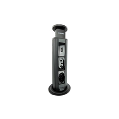 Torre Multiplug Decor 2 Tom 2P+T 16A USB USB-C Preto - Soprano