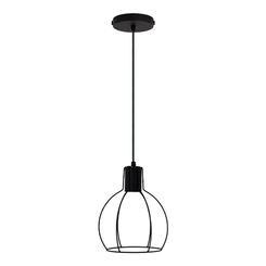 Pendente Aspen Aço 180mm Cabo PP 1xE27 Pto Liso