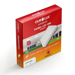 Painel LED Sobrepor Quadrado Branco 18W 6500K Eco - Ourolux