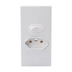 Conjunto Sleek Interruptor Simples + Tomada 2P+T 10A para Móvel Branco 16602 - Margirius