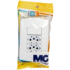 Conjunto B3 Interruptor Simples + 2 Tomadas 2P+T 20A Branco 19469 - Margirius