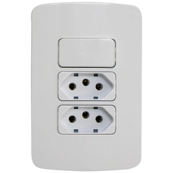 Conjunto B3 Interruptor Simples + 2 Tomadas 2P+T 20A Branco 19469 - Margirius