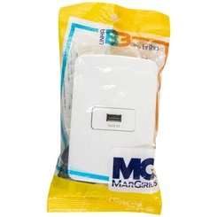 Conjunto B3 Tomada USB 2A Branco 19456 - Margirius