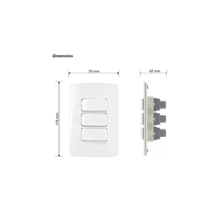 Conjunto B3 3 Interruptores Paralelos 10A Branco 19450 - Margirius