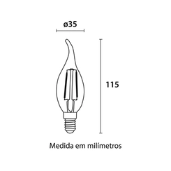 Lâmpada Led Vela Retro 220 Lm 2W 2400K 127V E-14 - Blumenau
