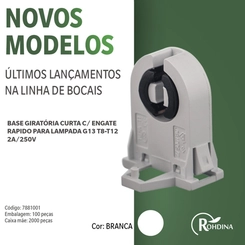 Soquete Para Lâmpada T8 Curto Engate Rápido