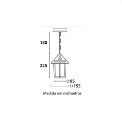 Pendente Colonial Quadrado Vidro Pontilhado 1xE27 Pto